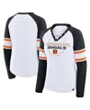 Fanatics Women's White/black Cincinnati Bengals Redzone Blitz Package Raglan Lace-up V-neck Long Sleeve T-shi In Multi