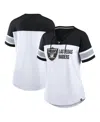 Fanatics Women's White/black Las Vegas Raiders Athena Lace-up V-neck T-shirt In Multi