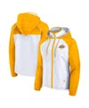 Fanatics Women's White/gold Los Angeles Lakers Anorak Raglan Full-zip Hoodie Jacket In White,gold
