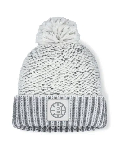 Fanatics Women's White/gray Boston Bruins Fundamental Mist Cuffed Pom With Knit Hat In Multi