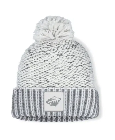 Fanatics Women's White/gray Minnesota Wild Fundamental Mist Cuffed Pom With Knit Hat In Multi