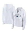 Fanatics Women's White/gray Penn State Nittany Lions Arch Logo Striped Notch Neck Pullover Hoodie In White,gray