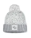 Fanatics Women's White/gray Utah Mammoth Fundamental Mist Cuffed Knit With Pom Hat In Multi