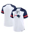 Fanatics Women's White/navy New England Patriots Foiled Primary Lace-up T-shirt In Multi