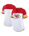 Fanatics Women's White/red Kansas City Chiefs Athena Lace-up V-neck T-shirt In Multi