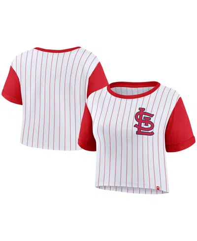 Fanatics Women's White/red St. Louis Cardinals Large Logo Cropped T-shirt In White,red