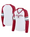 Fanatics Women's White/red Tampa Bay Buccaneers Redzone Blitz Package Raglan Lace-up V-neck Long Sleeve T-shi In White