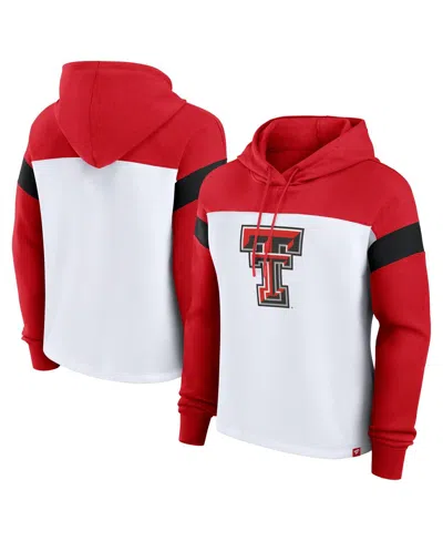 Fanatics Women's White/red Texas Tech Red Raiders Primary Logo Pullover Hoodie