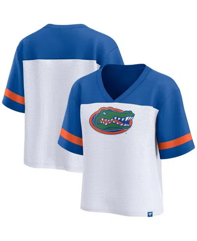 Fanatics Women's White/royal Florida Gators Fundamentals Mesh Fashion T-shirt In Multi