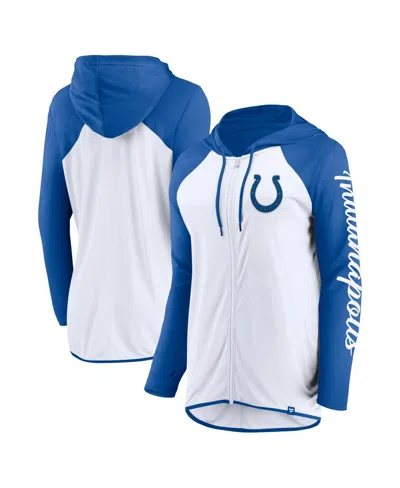 Fanatics Women's White/royal Indianapolis Colts Script Full-zip Hoodie In Blue