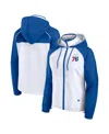 Fanatics Women's White/royal Philadelphia 76ers Anorak Raglan Full-zip Hoodie Jacket In White,royal