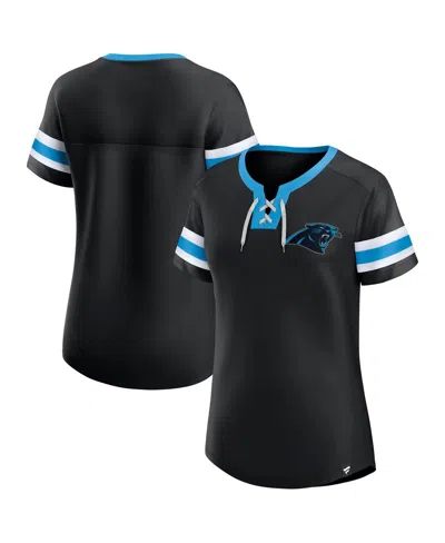Fanatics Women'sâ Black Carolina Panthers Lace-up Bling T-shirt