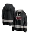 Fanatics Women'sâ Black/gray Atlanta Falcons Huddle Up Fundamental Fleece Color Block Pullover Hoodie In Black