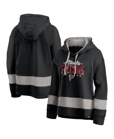 Fanatics Women'sâ Black/gray Atlanta Falcons Huddle Up Fundamental Fleece Color Block Pullover Hoodie