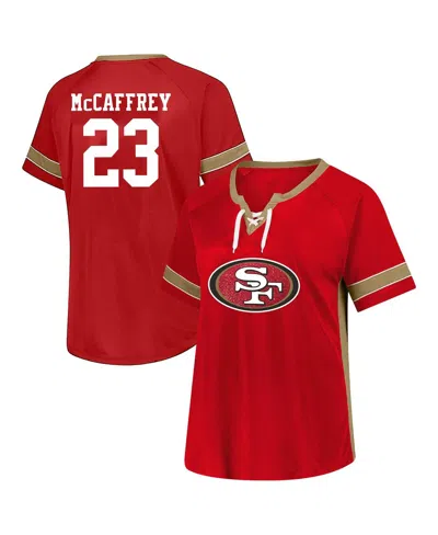 Fanatics Women'sâ Christian Mccaffrey Scarlet San Francisco 49ers Plus Size Name Number Lace-up T-shirt In Red
