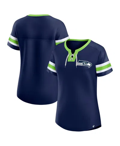 Fanatics Women'sâ College Navy Seattle Seahawks Lace-up Bling T-shirt In Blue