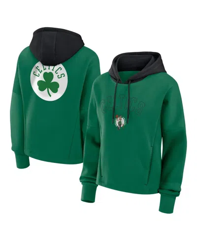 Fanatics Women's Kelly Green Boston Celtics Post Up Boxy Pullover Hoodie In Kelly Green,black
