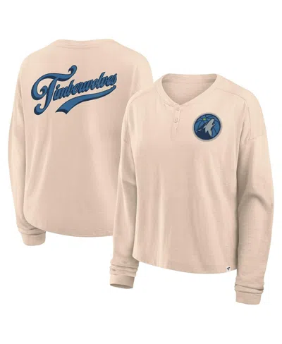 Fanatics Women'sâ Natural Minnesota Timberwolves Boxed Out Drop Fashion Long Sleeve T-shirt In Neutral