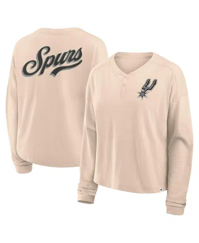 Fanatics Women's Natural San Antonio Spurs Boxed Out Drop Fashion Long Sleeve T-shirt