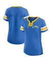 Fanatics Women'sâ Powder Blue Los Angeles Chargers Lace-up Bling T-shirt In Blue