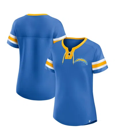 Fanatics Women'sâ Powder Blue Los Angeles Chargers Lace-up Bling T-shirt