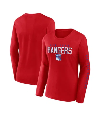 Fanatics Women'sâ Red New York Rangers Long Sleeve T-shirt