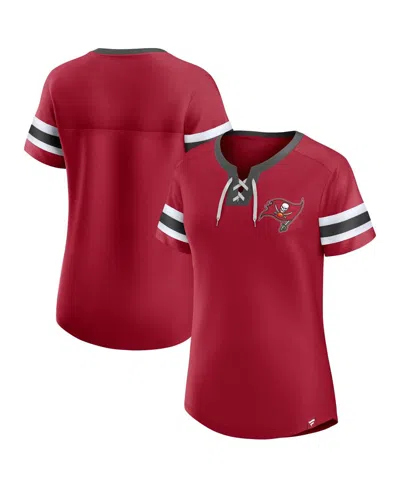 Fanatics Women'sâ Red Tampa Bay Buccaneers Lace-up Bling T-shirt