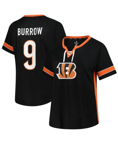 Fanatics Women'sâ Joe Burrow Black Cincinnati Bengals Plus Size Name Number Lace-up T-shirt