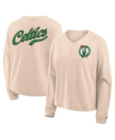 Fanatics Women's Natural Boston Celtics Boxed Out Drop Fashion Long Sleeve T-shirt