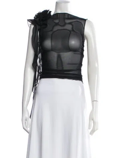 Pre-owned Fancì Asymmetrical Sleeveless Top In Black