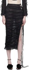 Fancì Black Gathered Maxi Skirt In Black