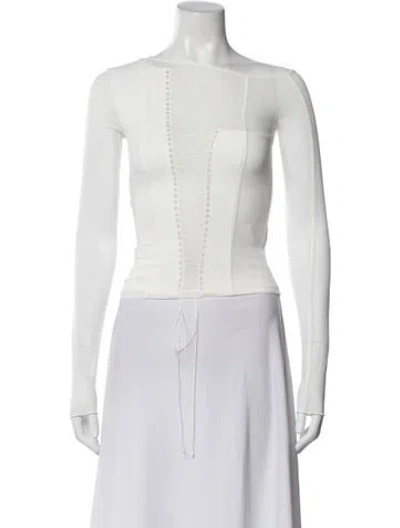 Pre-owned Fancì Club Asymmetrical Long Sleeve Top W/ Tags In White