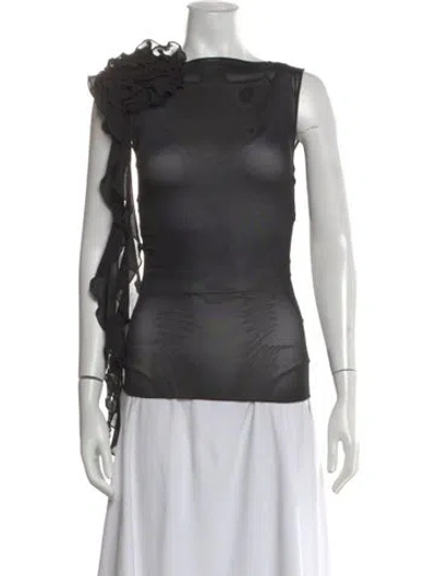Pre-owned Fancì Club Asymmetrical Sleeveless Top In Blue