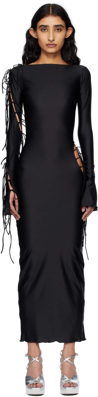 Fancì Club Black Lan Evening Maxi Dress