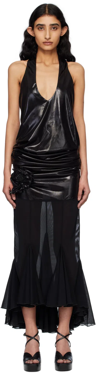 Fancì Club Black Skinks Fishtail Midi Dress