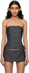 Fancì Club Gray Starling Button Corset Top In Grey