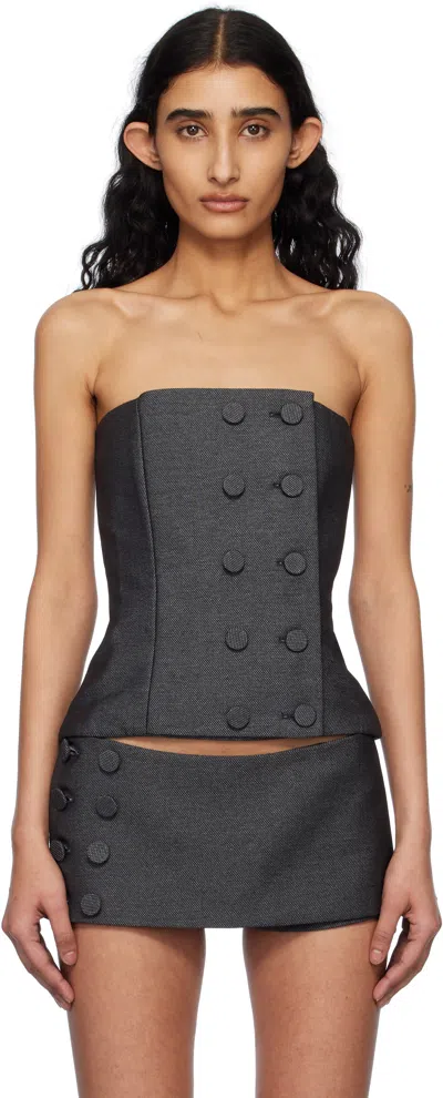 Fancì Club Gray Starling Button Corset Top In Grey