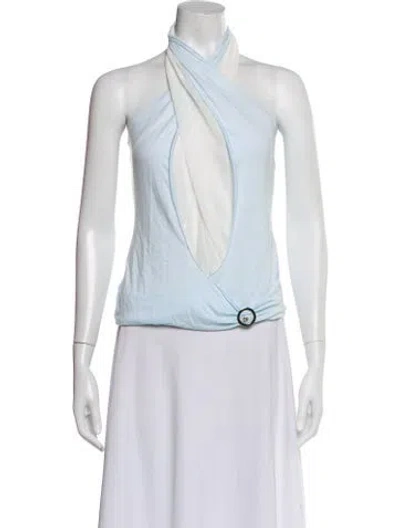 Pre-owned Fancì Club Halterneck Sleeveless Crop Top In White