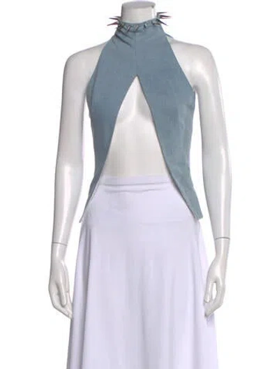 Pre-owned Fancì Club Halterneck Sleeveless Top In Blue