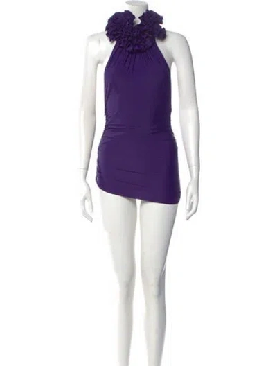 Pre-owned Fancì Club Halterneck Sleeveless Top In Purple