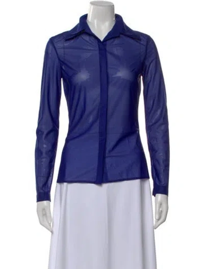 Pre-owned Fancì Club Long Sleeve Blouse In Blue