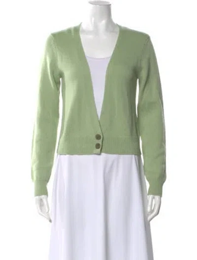 Pre-owned Fancì Club Merino Wool V-neck Sweater In Green