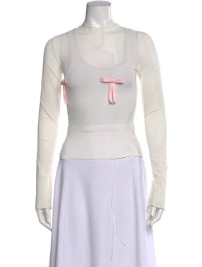 Pre-owned Fancì Club Mock Neck Long Sleeve Top In White