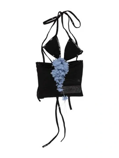 Pre-owned Fancì Club Nylon Halterneck Crop Top In Black