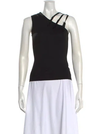 Pre-owned Fancì Club Nylon One-shoulder Top In Black