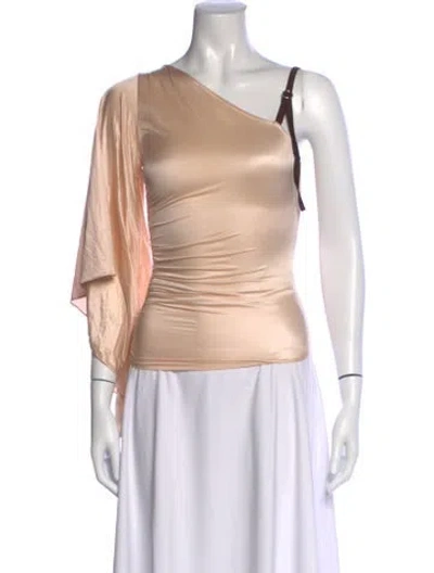 Pre-owned Fancì Club One-shoulder Long Sleeve Top In Neutral