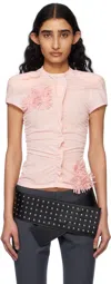 Fancì Club Pink Bindweeds Silk Top In Pink