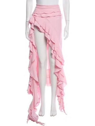 Pre-owned Fancì Club Ruffle Embellishment Long Skirt In Pink