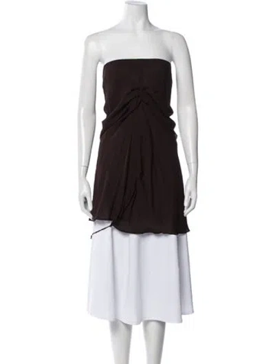 Pre-owned Fancì Club Silk Strapless Top In Brown