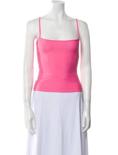 Pre-owned Fancì Club Square Neckline Sleeveless Crop Top In Pink